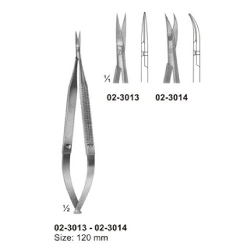 Micro Scissors, "Spring Type" Flat Handles and Cross- Serration