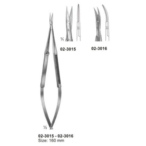 Micro Scissors, "Spring Type" Flat Handles and Cross- Serration