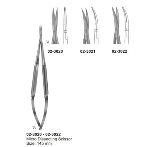 Micro Scissors, "Spring Type" Flat Handles and Cross- Serration